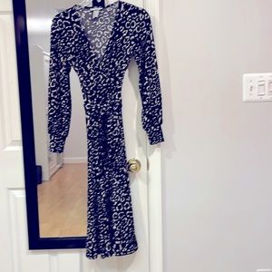 Long sleeve wrap around midi dress
